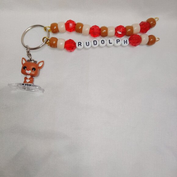 Funko Pop Bitty Rudolph Handmade Beaded Keychain - Picture 1 of 3